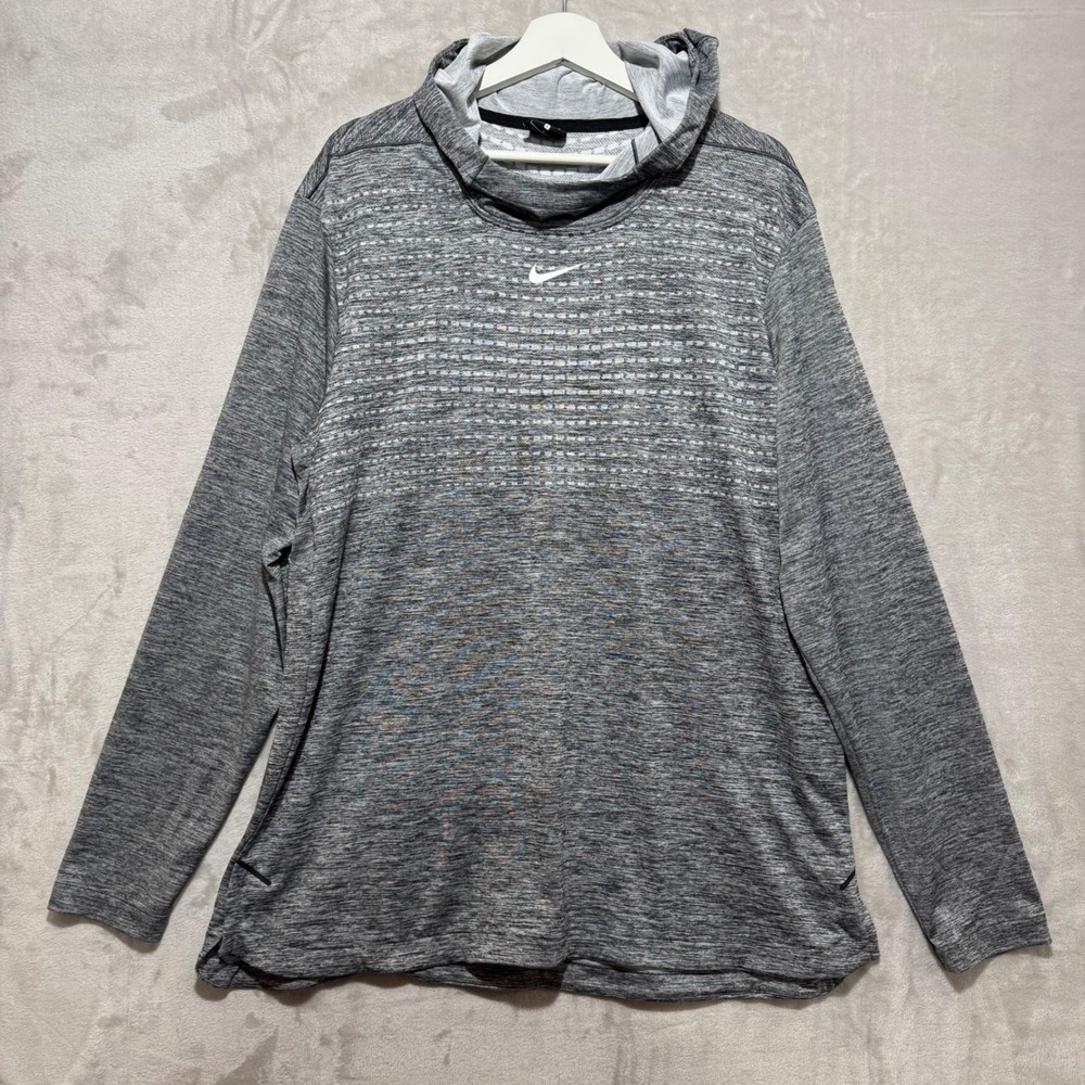 Nike Dri-FIT Mens Sz L Center Swoosh Gray Heathered Training Performance Hoodie